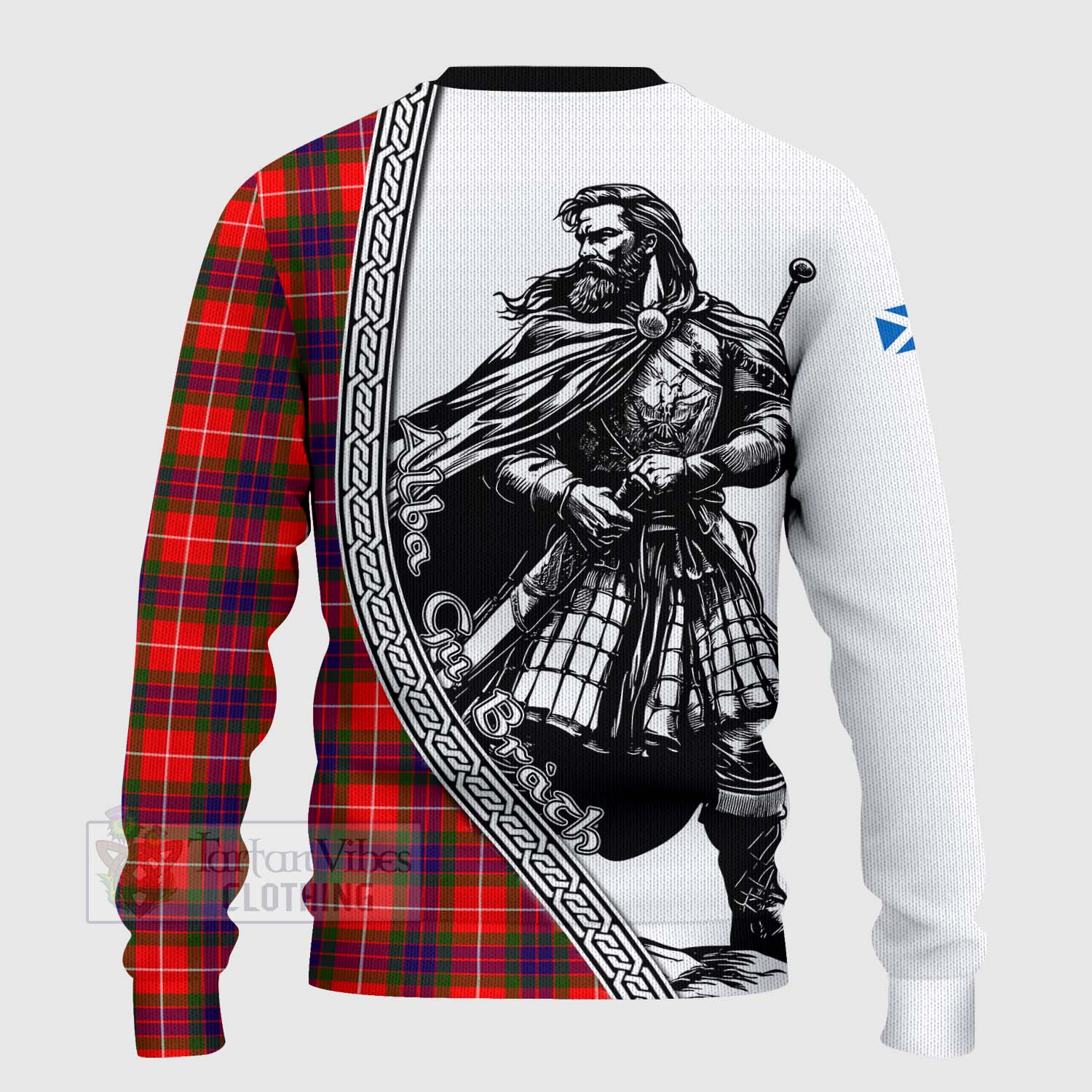 Abernethy Tartan Clan Crest Knitted Sweater with Highlander Warrior Celtic Style - Tartan Vibes Clothing