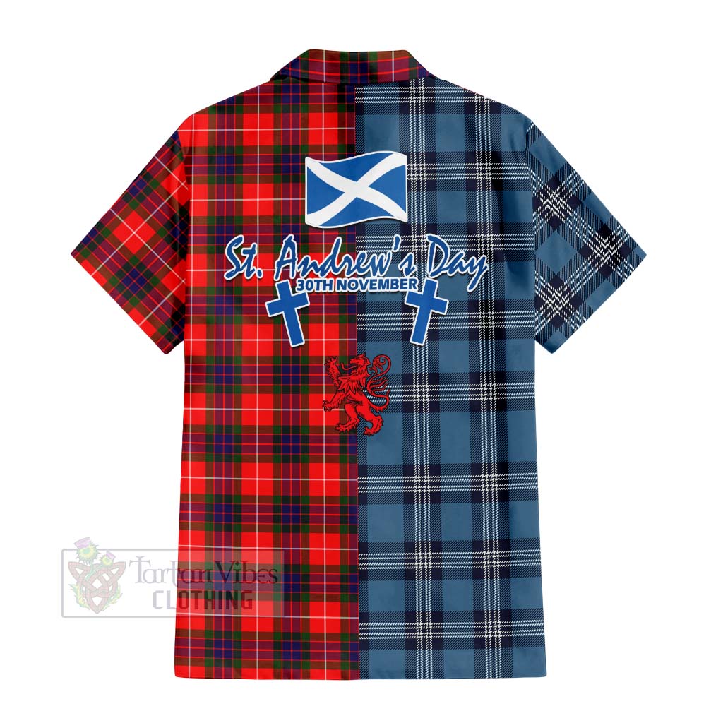 Abernethy Tartan Hawaiian Shirt Happy St. Andrew's Day Half Tartan Style - Tartan Vibes Clothing