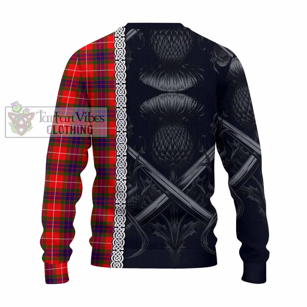 Abernethy Tartan Knitted Sweater with Family Crest Cross Sword Thistle Celtic Vibes - Tartan Vibes Clothing