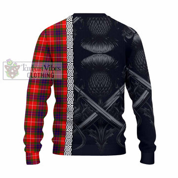 Abernethy Tartan Knitted Sweater with Family Crest Cross Sword Thistle Celtic Vibes - Tartan Vibes Clothing