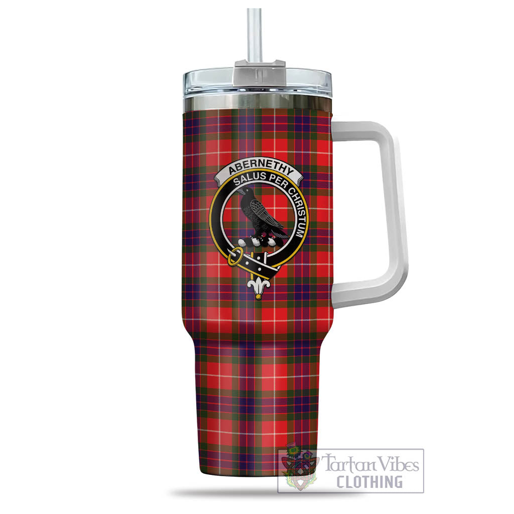 Tartan Vibes Clothing Abernethy Tartan and Family Crest Tumbler with Handle
