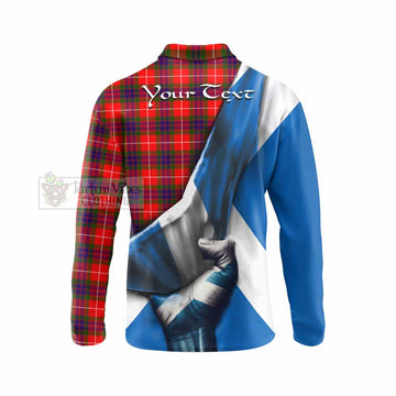 Abernethy Tartan Long Sleeve Polo Shirt with Family Crest Scotland Patriotic Style - Tartan Vibes Clothing