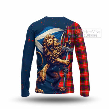 Abernethy Tartan Family Crest Long Sleeve T-Shirt with Scottish Majestic Lion - Tartan Vibes Clothing