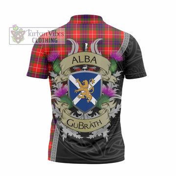 Abernethy Tartan Family Crest Zipper Polo Shirt Lion Rampant Royal Thistle Shield Celtic Inspired - Tartan Vibes Clothing