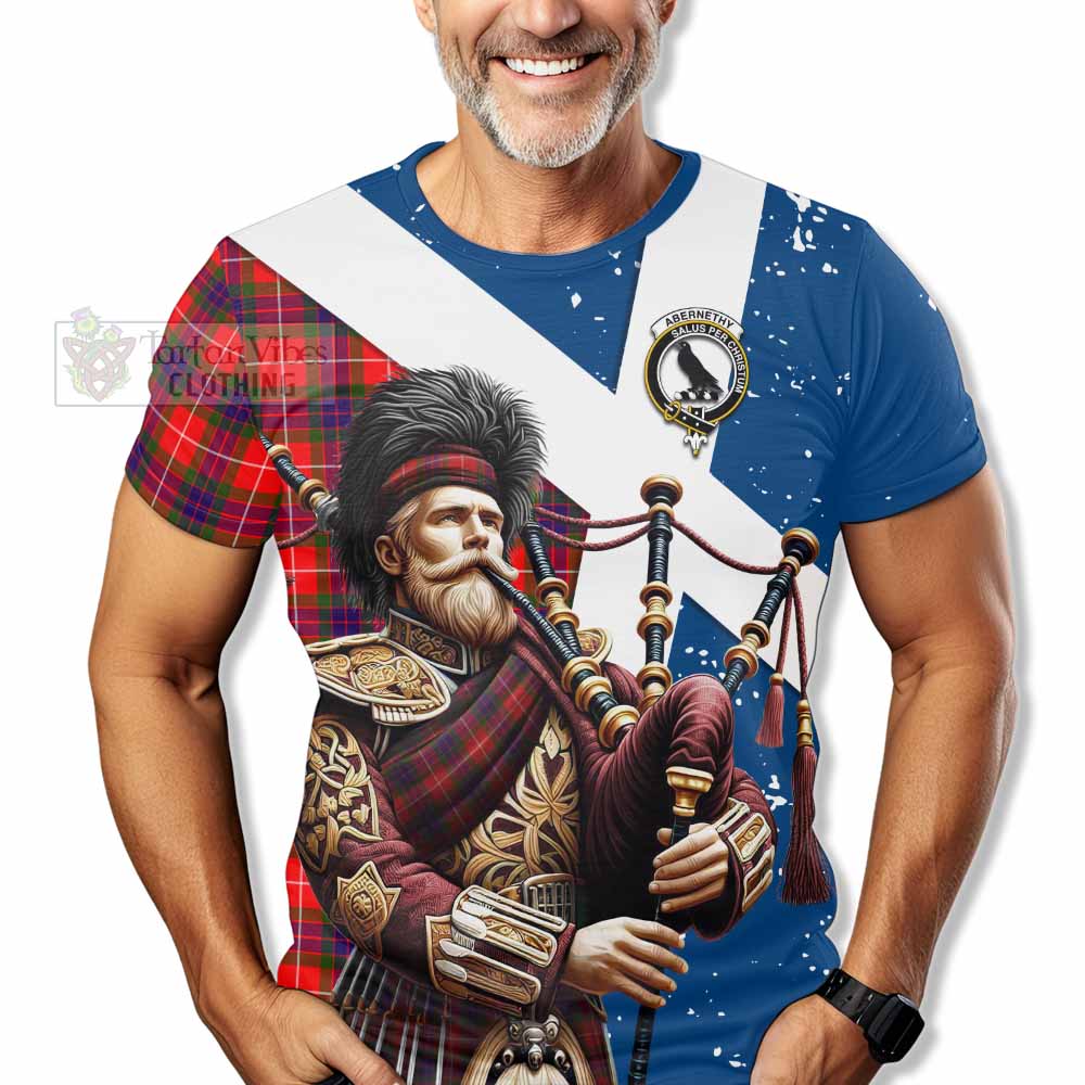 Abernethy Tartan T-Shirt with Family Crest Scottish Bagpiper Vibes - Tartan Vibes Clothing