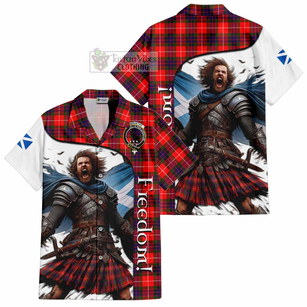 Tartan Vibes Clothing Abernethy Crest Tartan Short Sleeve Button Shirt Inspired by the Freedom of Scottish Warrior