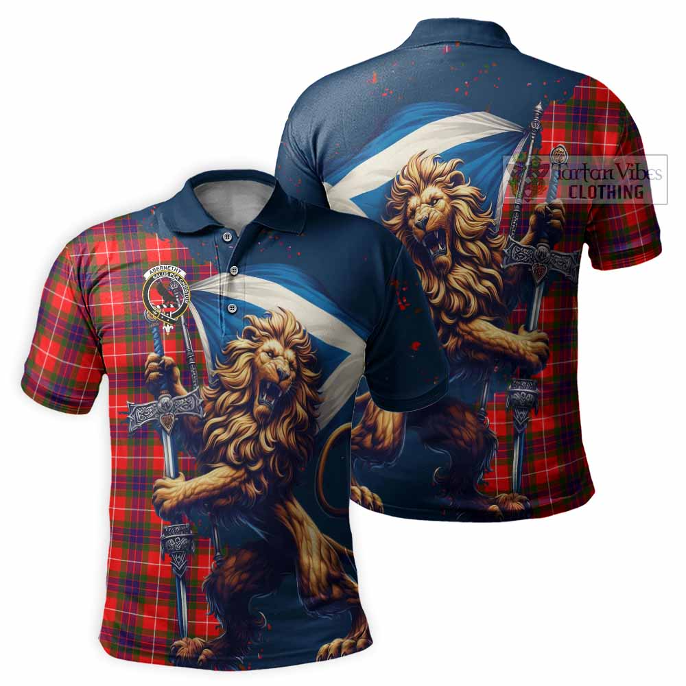 Abernethy Tartan Family Crest Men's Polo Shirt with Scottish Majestic Lion - Tartan Vibes Clothing