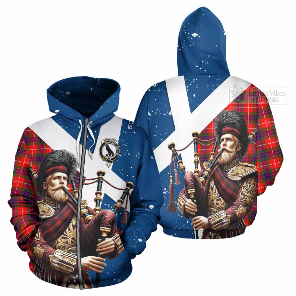 Abernethy Tartan Hoodie with Family Crest Scottish Bagpiper Vibes - Tartan Vibes Clothing
