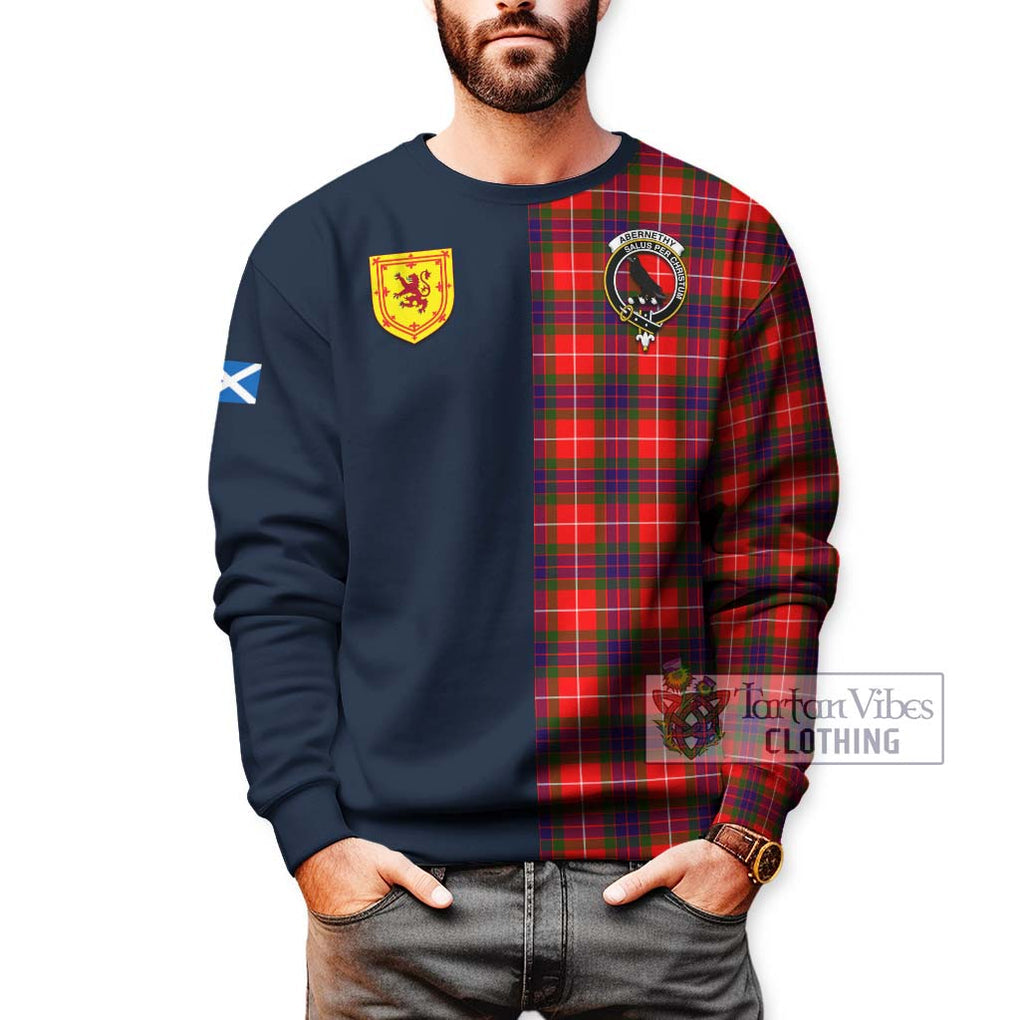 Abernethy Tartan Sweatshirt Alba with Scottish Lion Royal Arm Half Style - Tartan Vibes Clothing