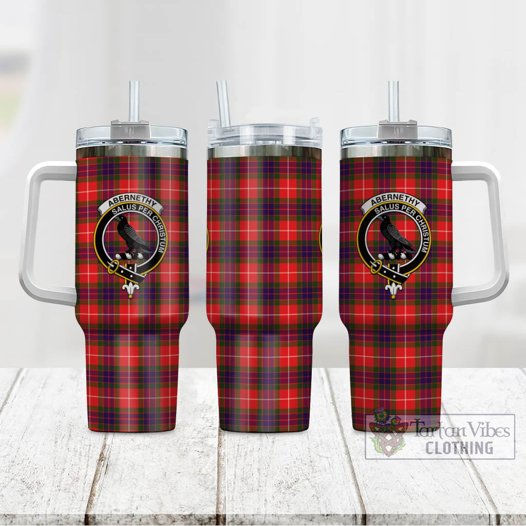 Tartan Vibes Clothing Abernethy Tartan and Family Crest Tumbler with Handle