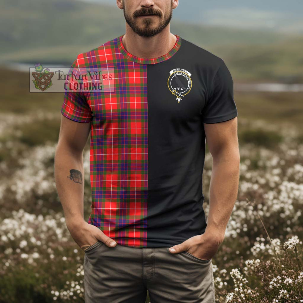 Abernethy Tartan T-Shirt with Family Crest and Half Of Me Style - Tartan Vibes Clothing