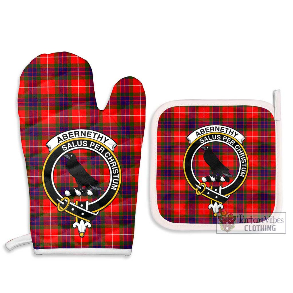 Abernethy Tartan Combo Oven Mitt & Pot-Holder with Family Crest Combo 1 Oven Mitt & 2 Pot-Holder White - Tartan Vibes Clothing