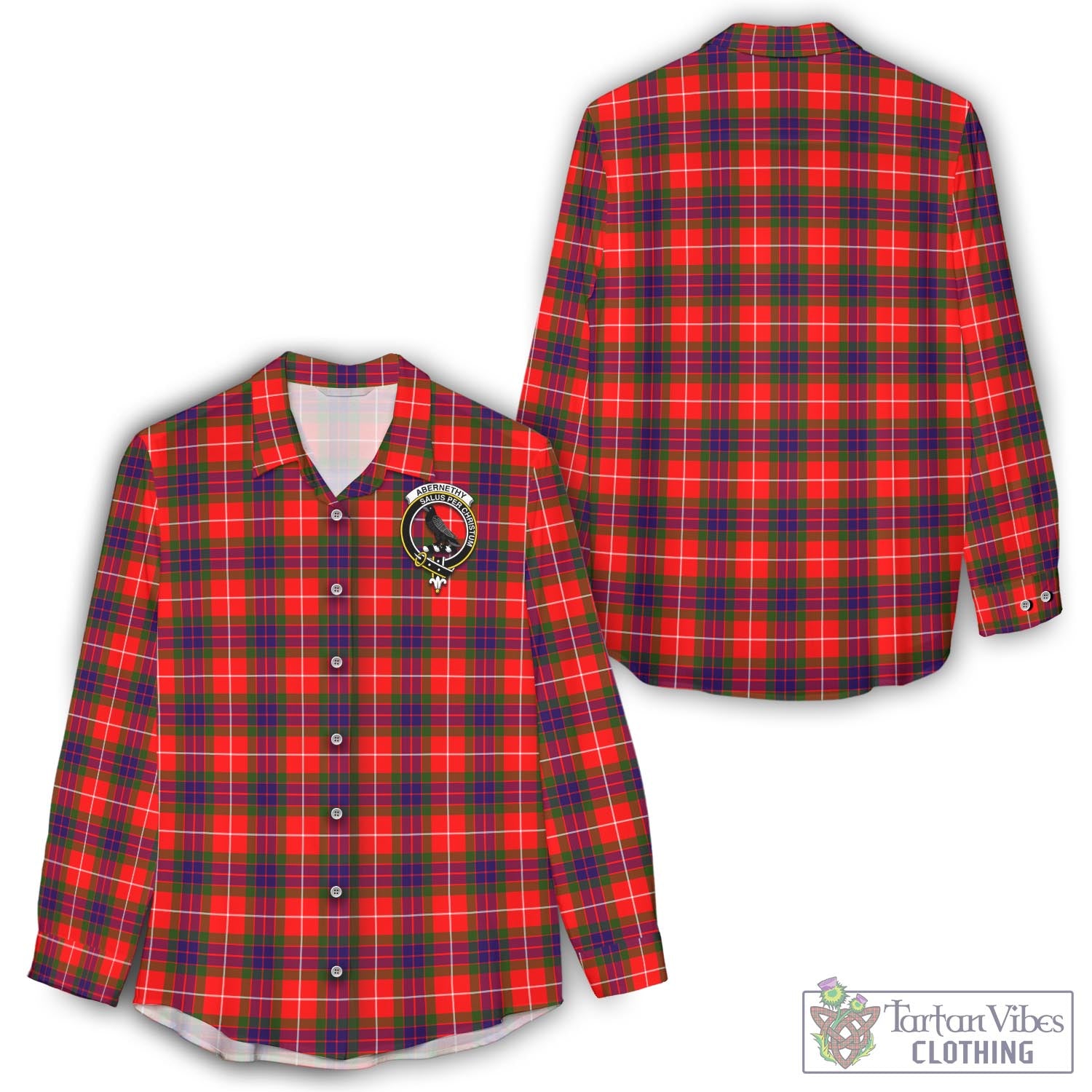 Tartan Vibes Clothing Abernethy Tartan Womens Casual Shirt with Family Crest