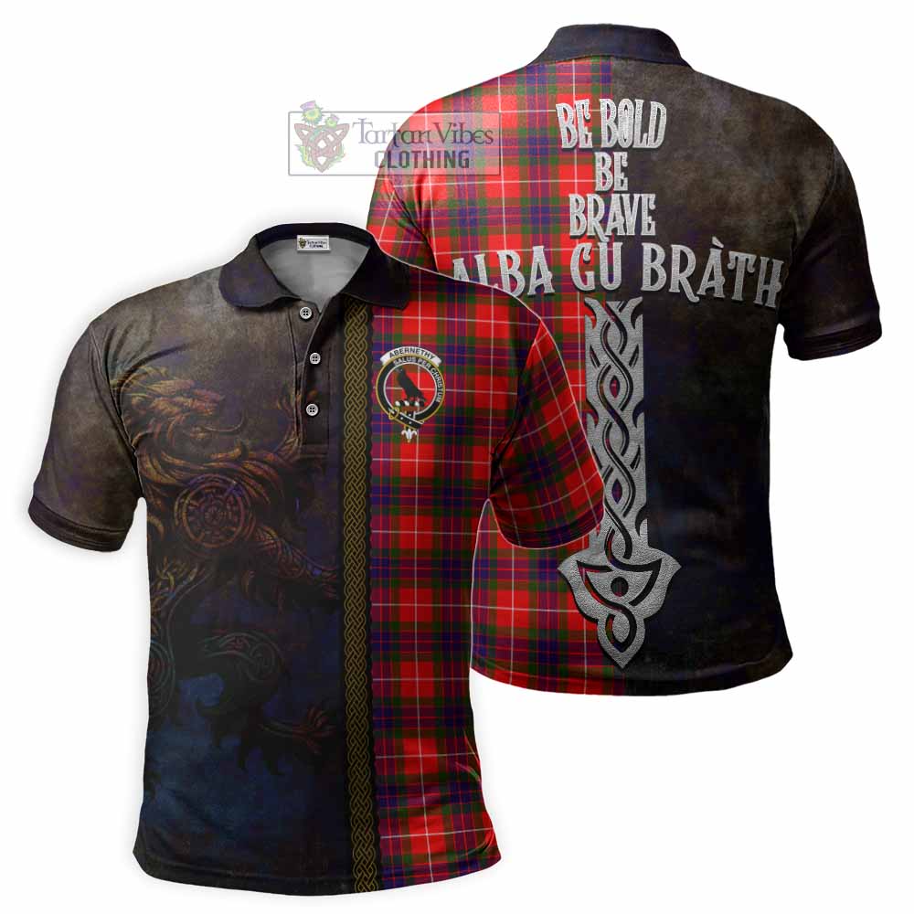 Abernethy Tartan Family Crest Polo Shirt Alba Gu Brath Be Brave Lion Ancient Style - Tartan Vibes Clothing