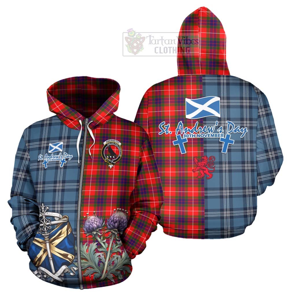 Abernethy Tartan Hoodie Happy St. Andrew's Day Half Tartan Style - Tartan Vibes Clothing