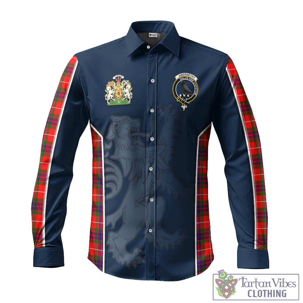Tartan Vibes Clothing Abernethy Tartan Long Sleeve Button Up Shirt with Family Crest and Lion Rampant Vibes Sport Style