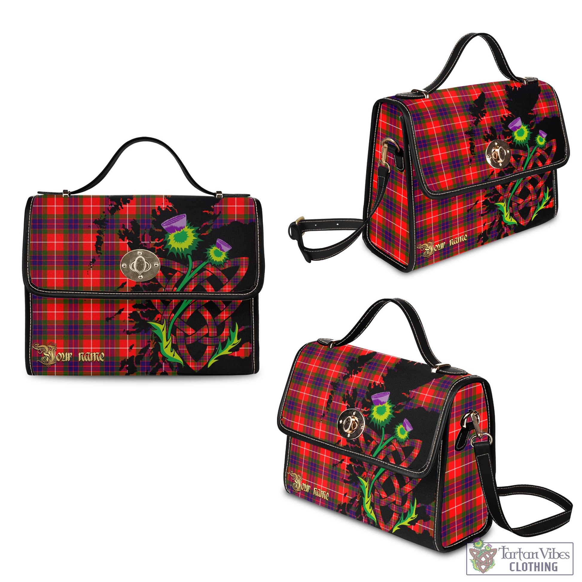 Tartan Vibes Clothing Abernethy Tartan Waterproof Canvas Bag with Scotland Map and Thistle Celtic Accents