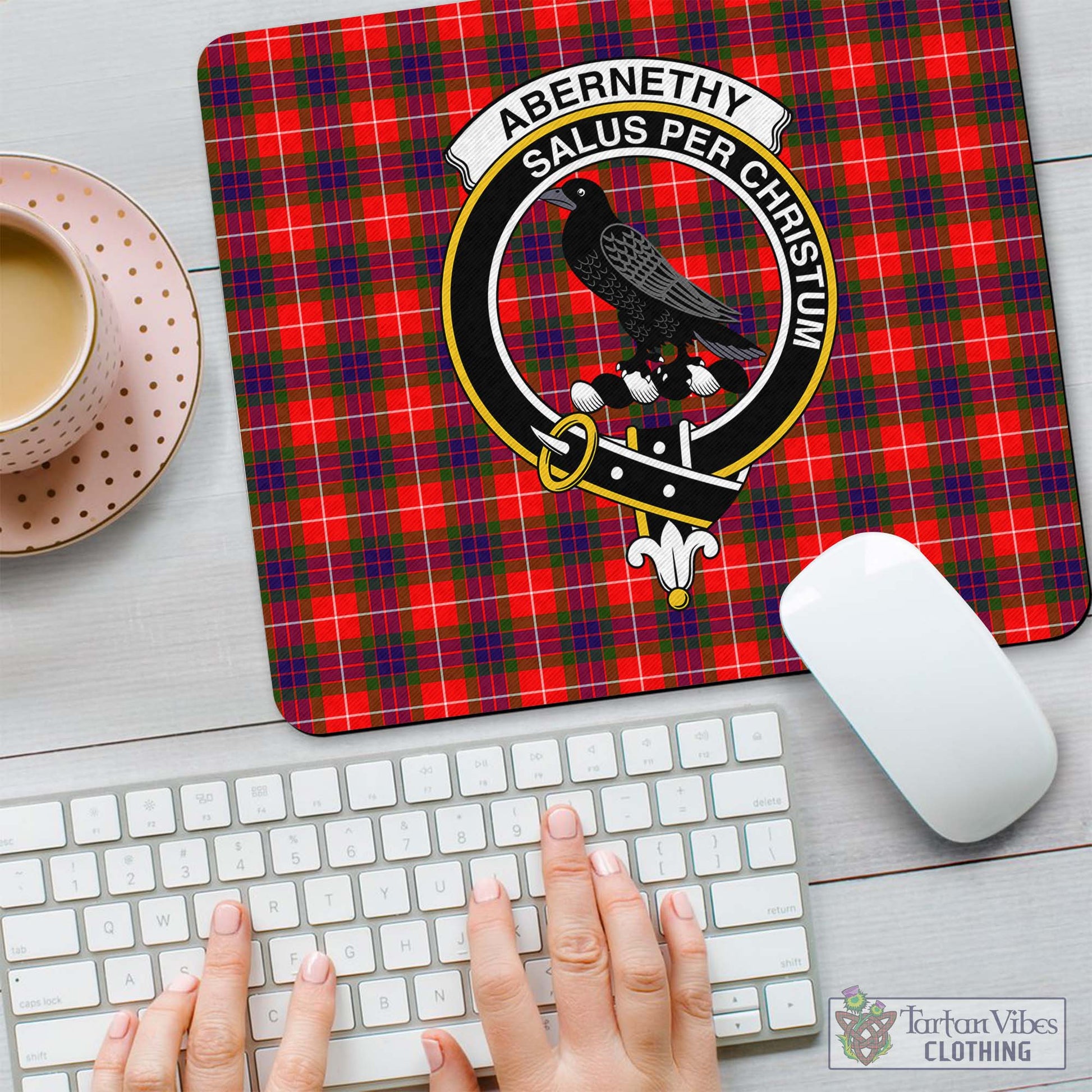 Tartan Vibes Clothing Abernethy Tartan Mouse Pad with Family Crest