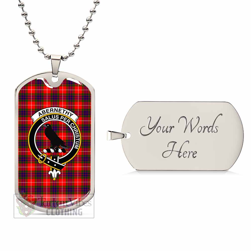 Tartan Vibes Clothing Abernethy Tartan Dog Tag Necklace with Family Crest