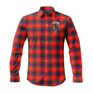 Abernethy Tartan Long Sleeve Button Up Shirt with Family Crest - Tartanvibesclothing