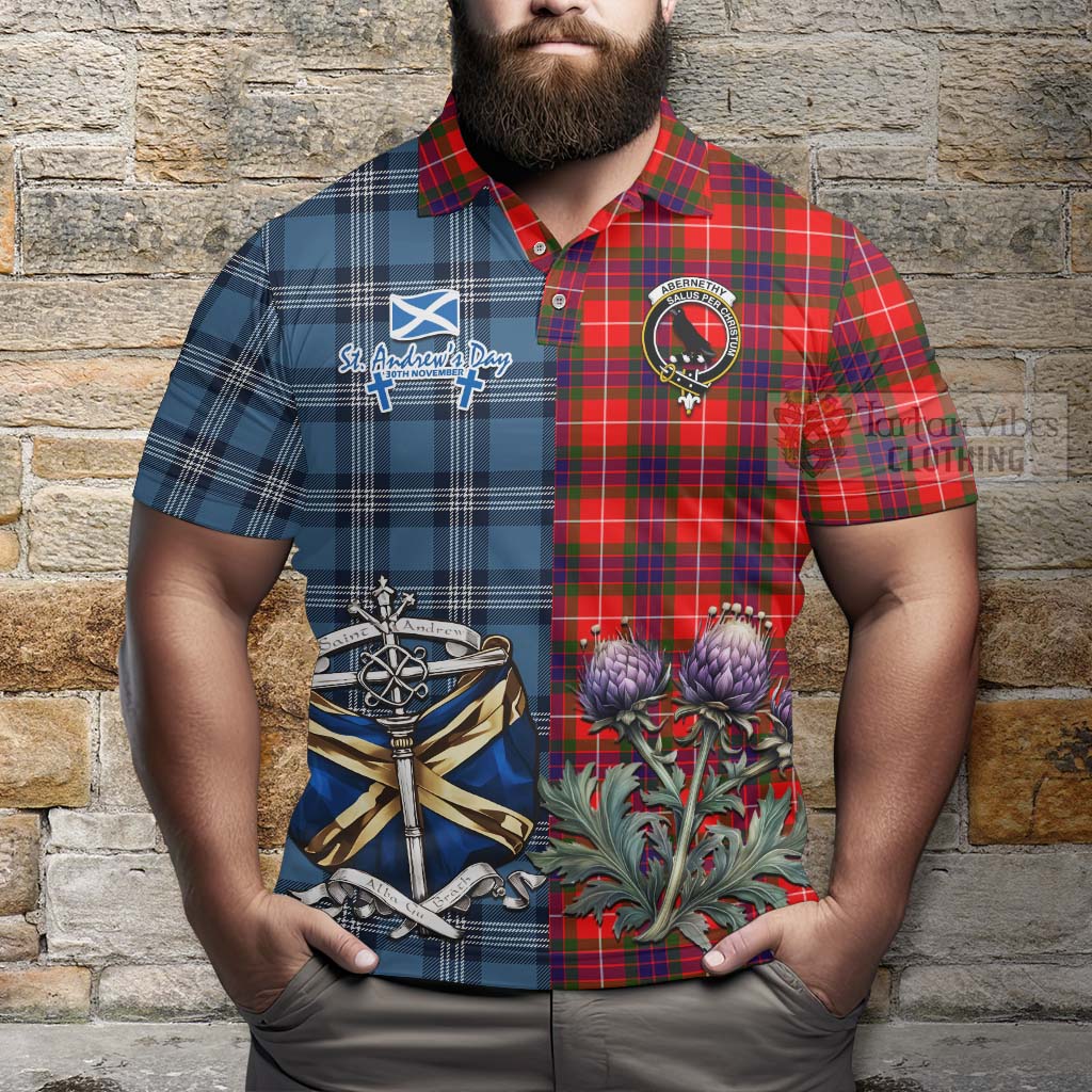 Abernethy Tartan Polo Shirt Happy St. Andrew's Day Half Tartan Style - Tartan Vibes Clothing