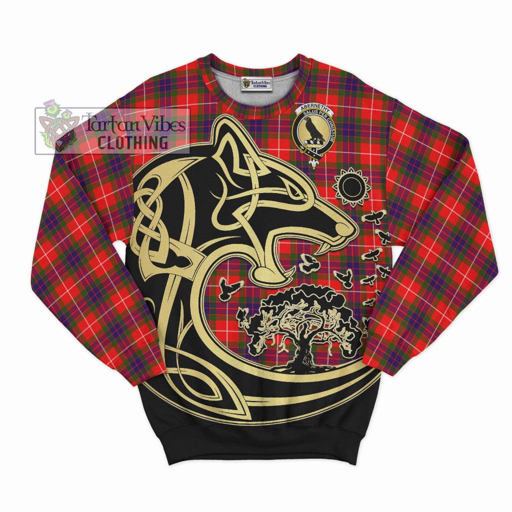 Abernethy Tartan Sweatshirt with Family Crest Celtic Wolf Style - Tartan Vibes Clothing