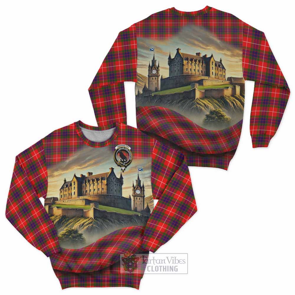 Abernethy Tartan Family Crest Sweatshirt with Scottish Ancient Castle Style - Tartan Vibes Clothing