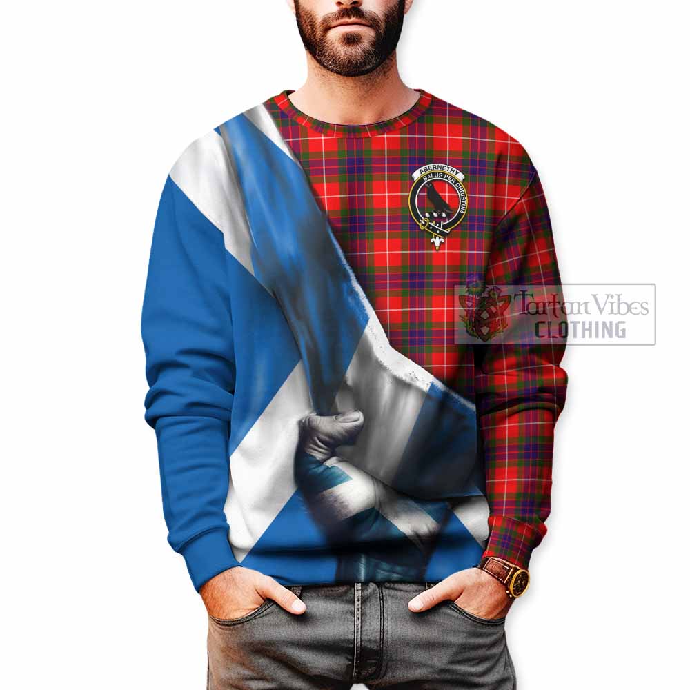 Abernethy Tartan Sweatshirt with Family Crest Scotland Patriotic Style - Tartan Vibes Clothing