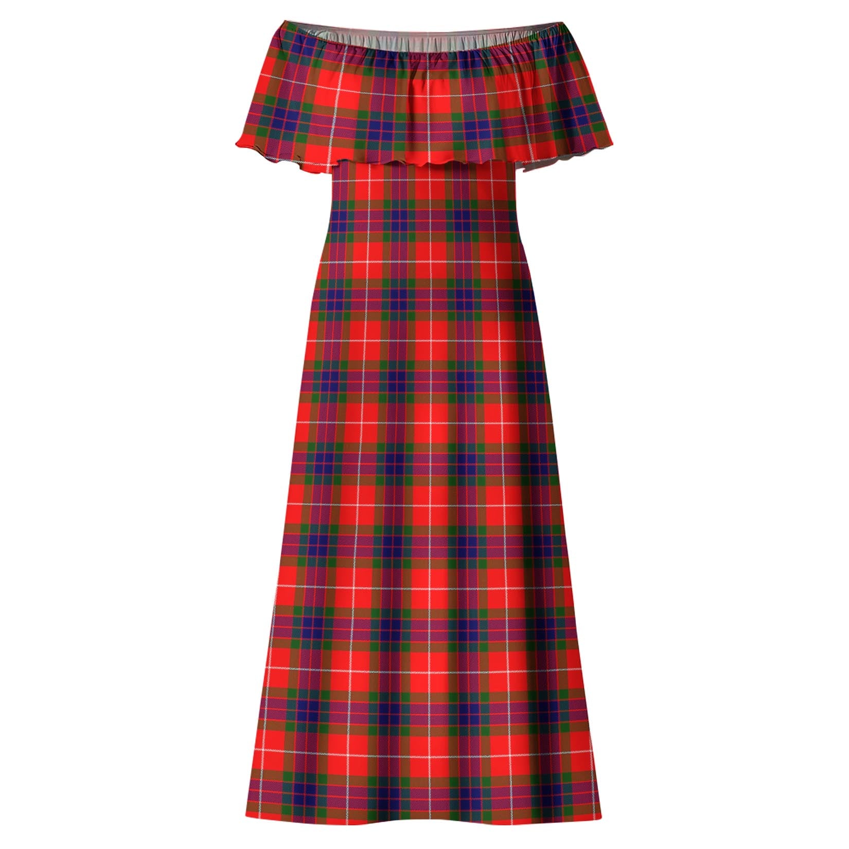 Abernethy Tartan Off Shoulder Long Dress - Tartanvibesclothing