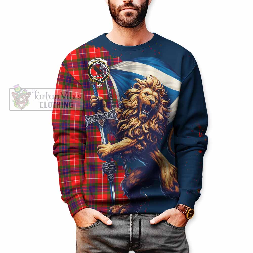 Abernethy Tartan Family Crest Sweatshirt with Scottish Majestic Lion - Tartan Vibes Clothing