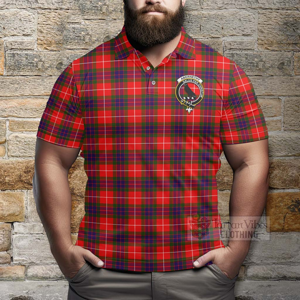 Tartan Vibes Clothing Abernethy Tartan Polo Shirt with Family Crest Celtic Skull Style