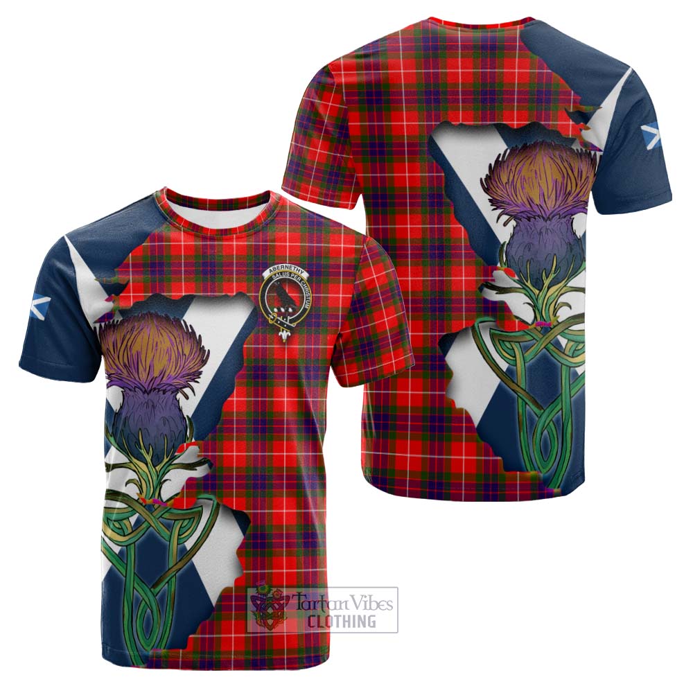 Tartan Vibes Clothing Abernethy Tartan Family Crest Cotton T-shirt Scottish Thistle Celtic Inspired