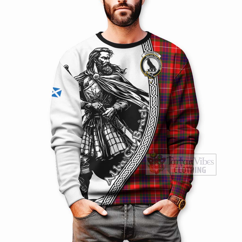 Abernethy Tartan Clan Crest Sweatshirt with Highlander Warrior Celtic Style - Tartan Vibes Clothing