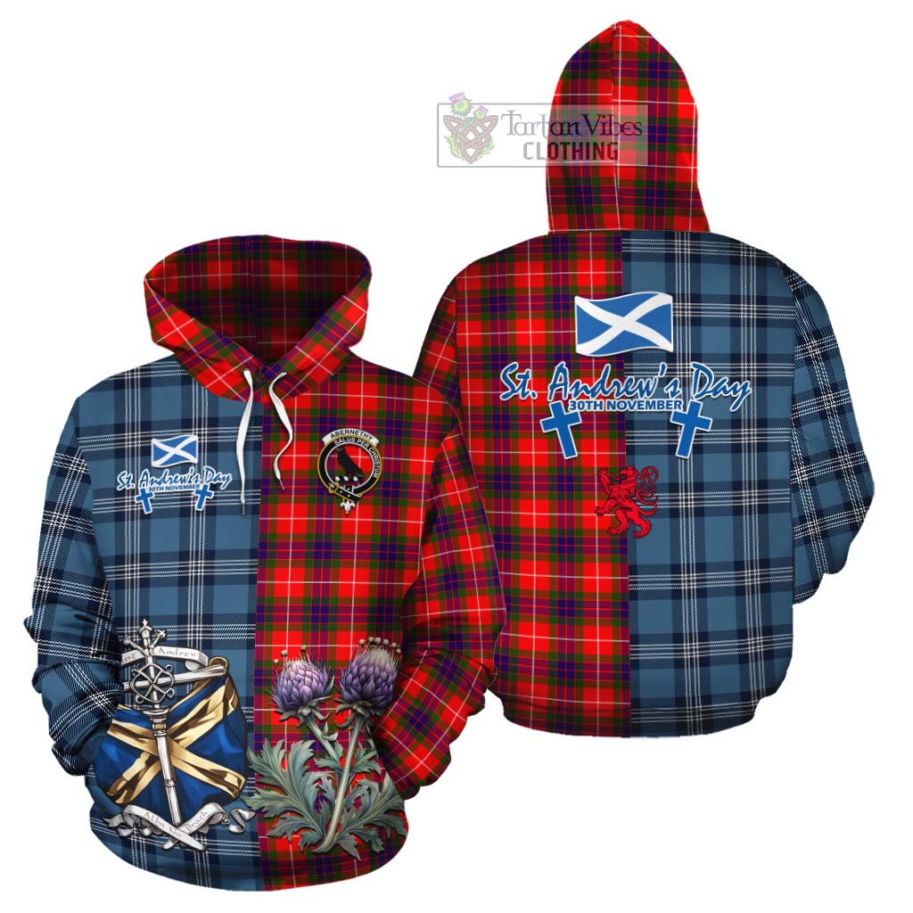 Abernethy Tartan Cotton Hoodie Happy St. Andrew's Day Half Tartan Style Zip Hoodie - Tartan Vibes Clothing