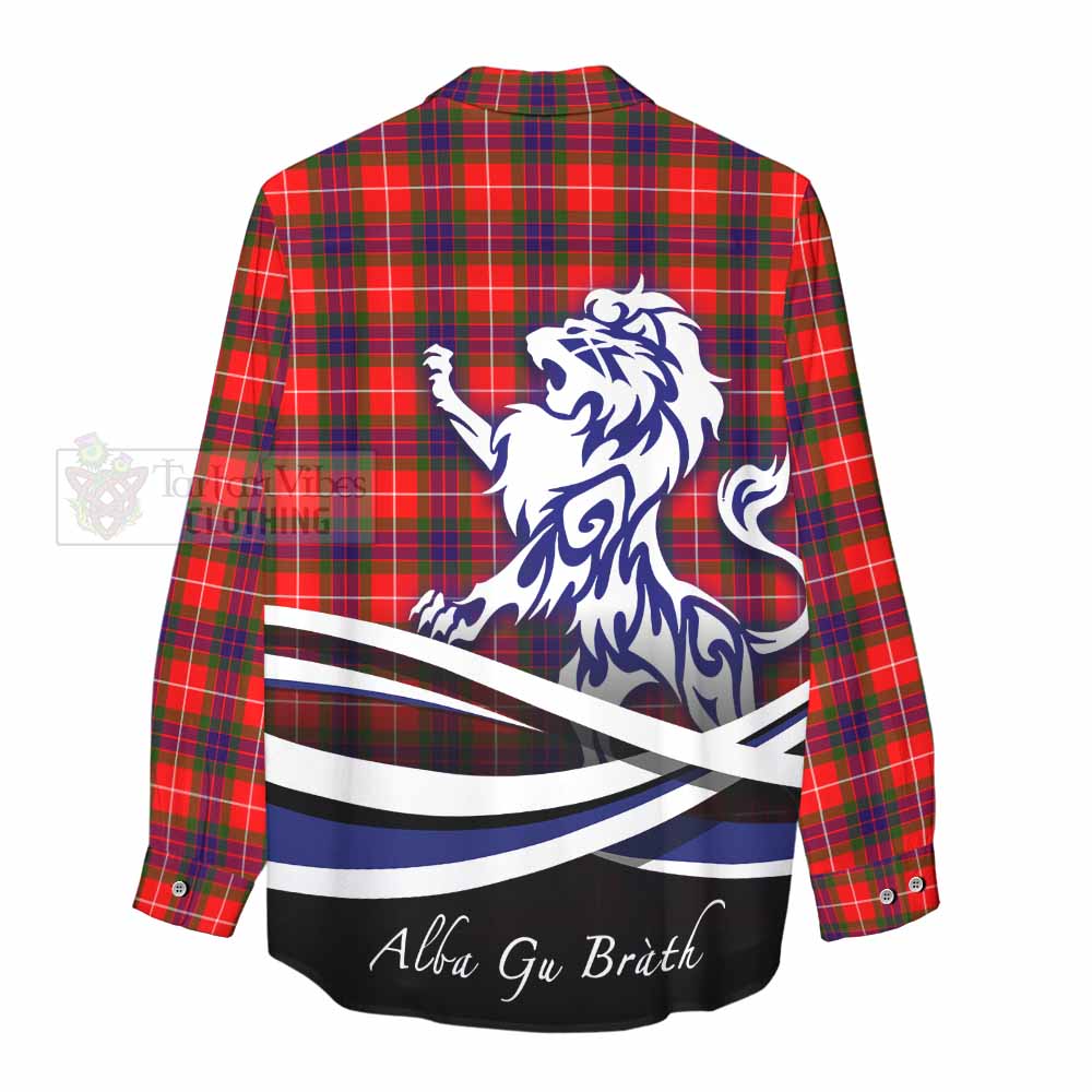 Abernethy Tartan Women's Casual Shirt with Alba Gu Brath Regal Lion Emblem - Tartan Vibes Clothing