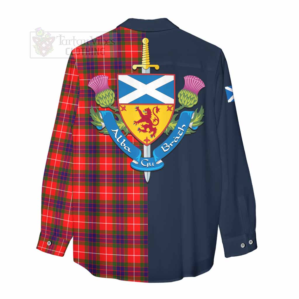 Abernethy Tartan Women's Casual Shirt Alba with Scottish Lion Royal Arm Half Style - Tartan Vibes Clothing