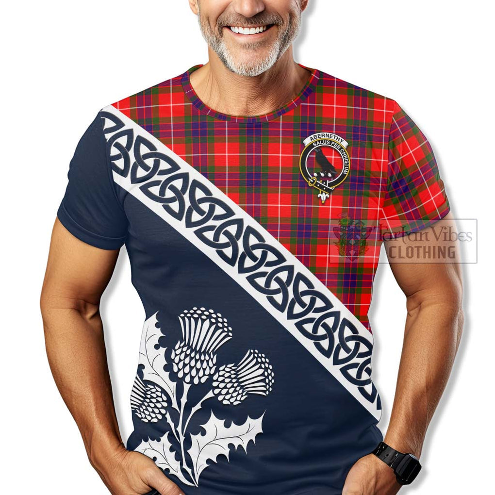 Abernethy Tartan T-Shirt Featuring Thistle and Scotland Map - Tartanvibesclothing Store