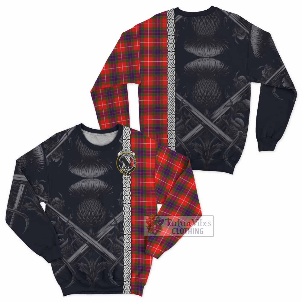 Abernethy Tartan Sweatshirt with Family Crest Cross Sword Thistle Celtic Vibes - Tartan Vibes Clothing