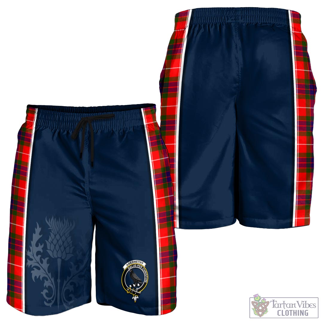 Tartan Vibes Clothing Abernethy Tartan Men's Shorts with Family Crest and Scottish Thistle Vibes Sport Style