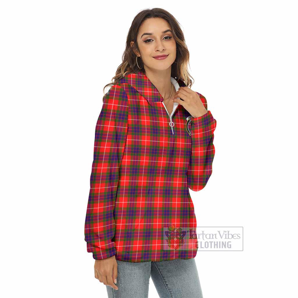 Tartan Vibes Clothing Abernethy Tartan Crest Women's Borg  Half Zip Fleece Hoodie