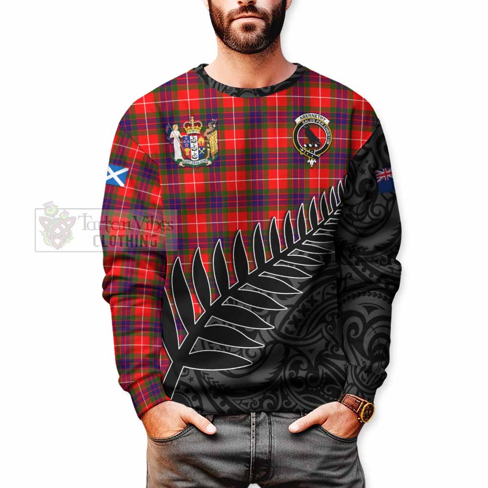 Tartan Vibes Clothing Abernethy Crest Tartan Sweatshirt with New Zealand Silver Fern Half Style