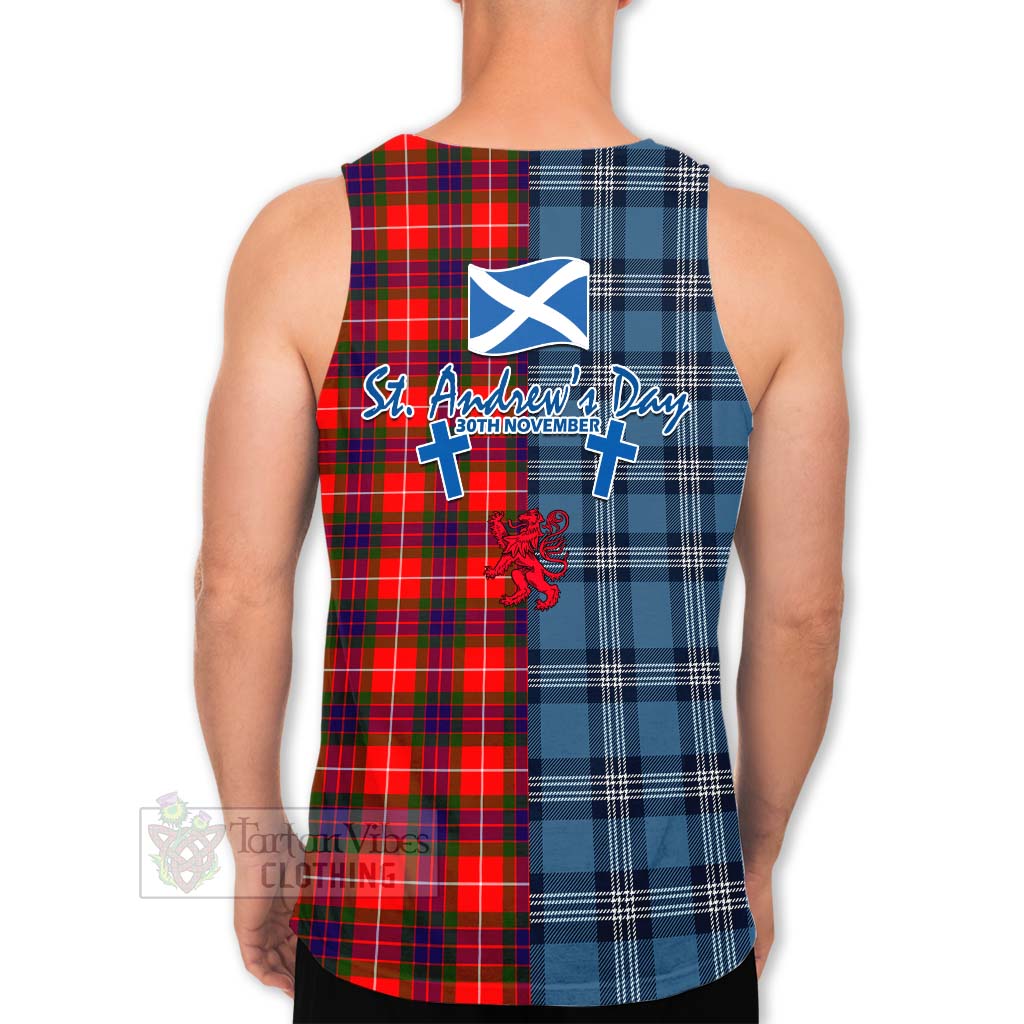 Abernethy Tartan Men's Tank Top Happy St. Andrew's Day Half Tartan Style - Tartan Vibes Clothing