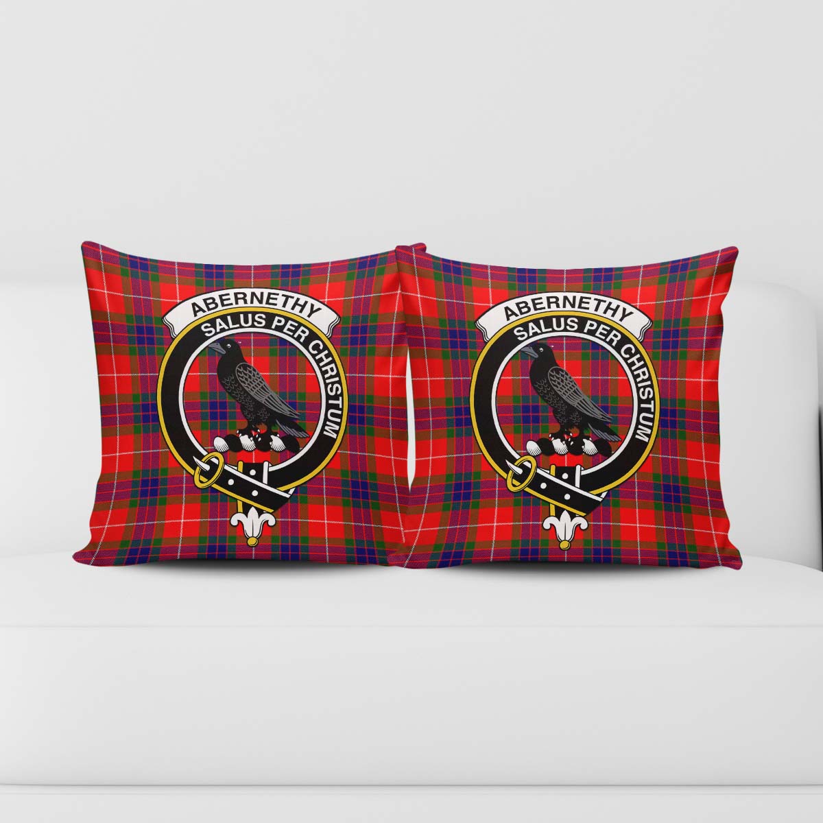 Abernethy Tartan Pillow Cover with Family Crest - Tartanvibesclothing