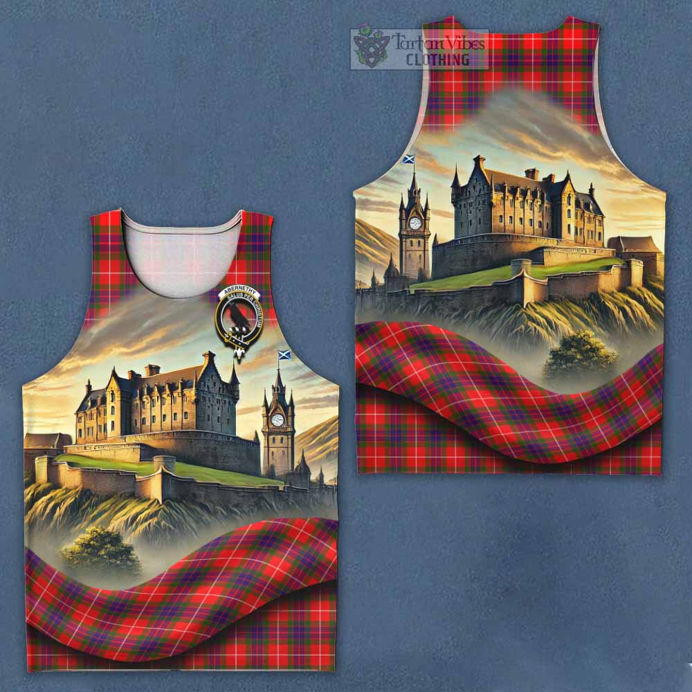 Abernethy Tartan Family Crest Men's Tank Top with Scottish Ancient Castle Style - Tartan Vibes Clothing