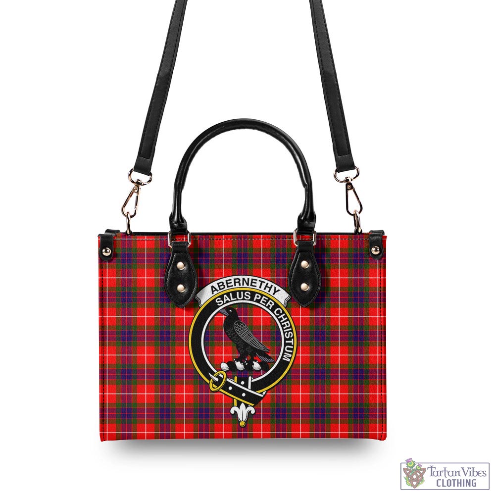 Tartan Vibes Clothing Abernethy Tartan Luxury Leather Handbags with Family Crest