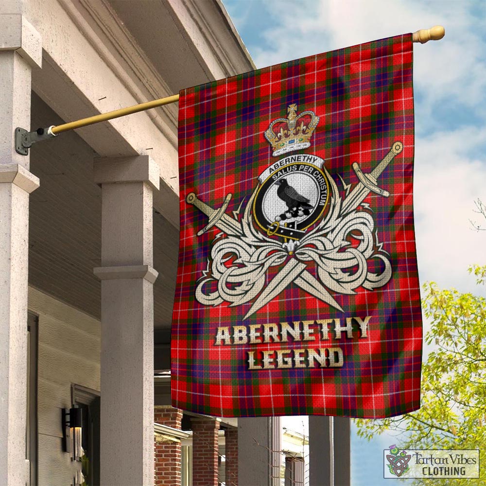 Tartan Vibes Clothing Abernethy Tartan Flag with Clan Crest and the Golden Sword of Courageous Legacy