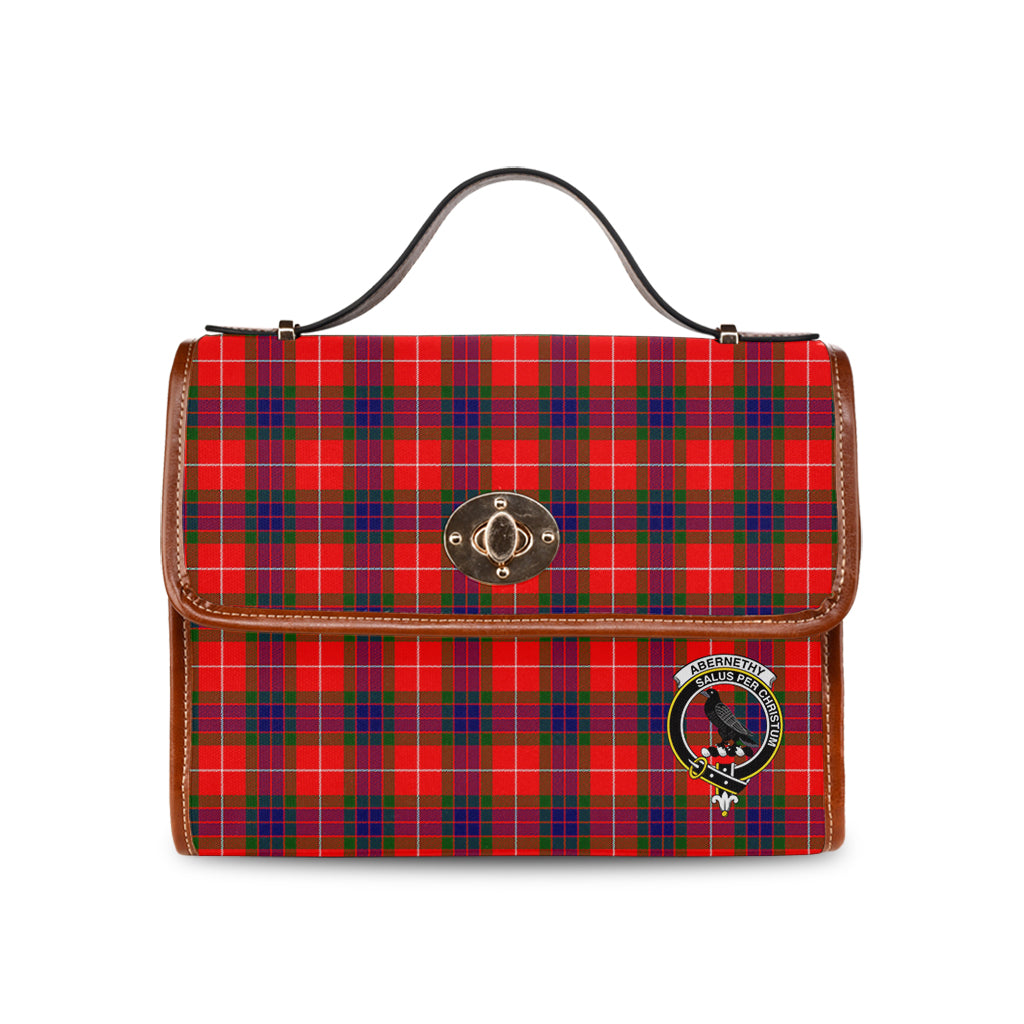 Abernethy Tartan Leather Strap Waterproof Canvas Bag with Family Crest - Tartanvibesclothing