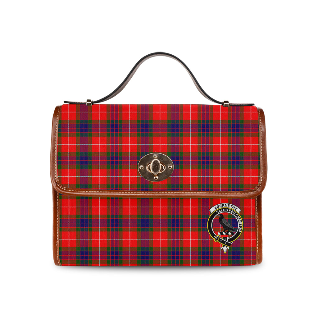 Abernethy Tartan Leather Strap Waterproof Canvas Bag with Family Crest - Tartanvibesclothing