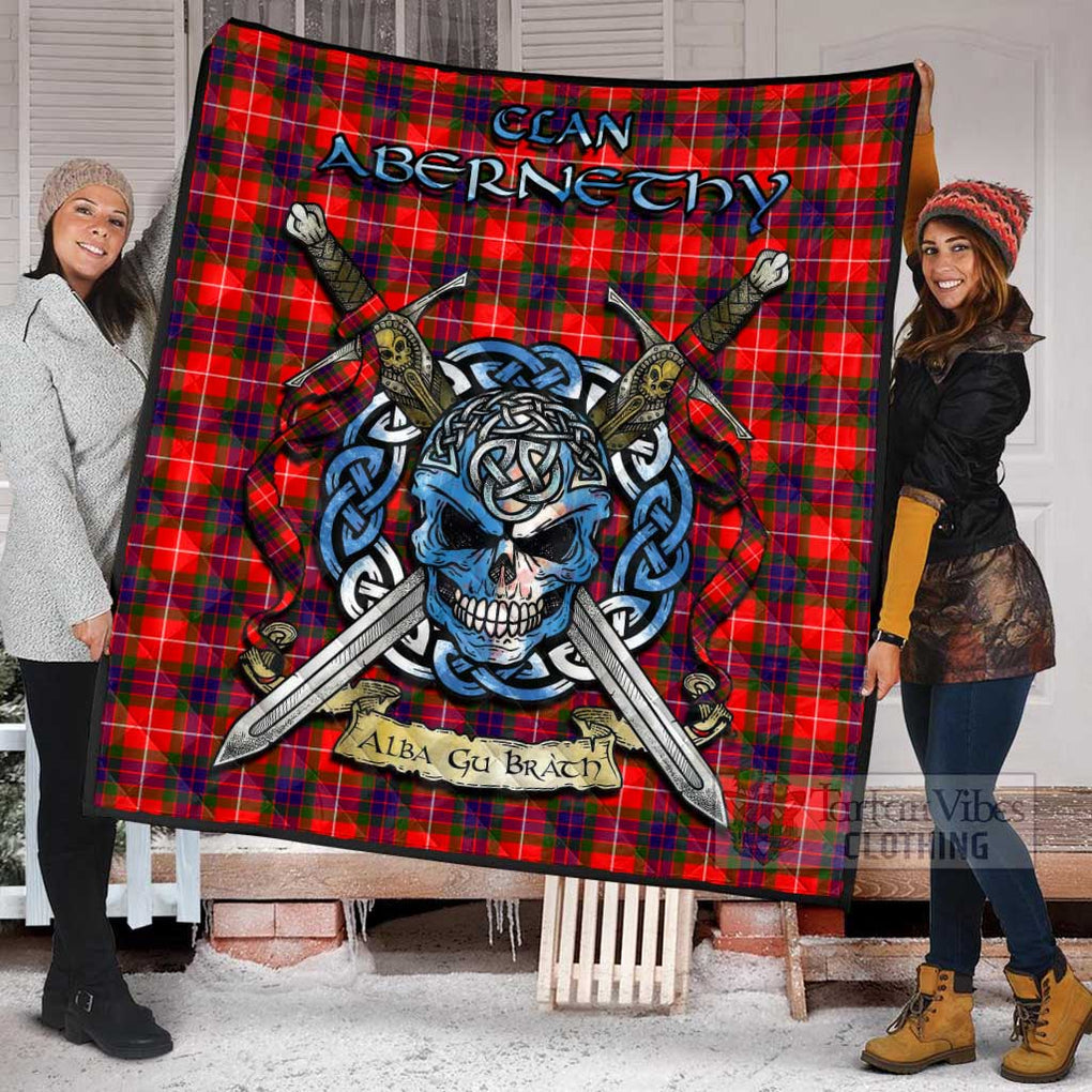 Abernethy Tartan Quilt with Celtic Skull Alba Gu Brath Style - Tartan Vibes Clothing