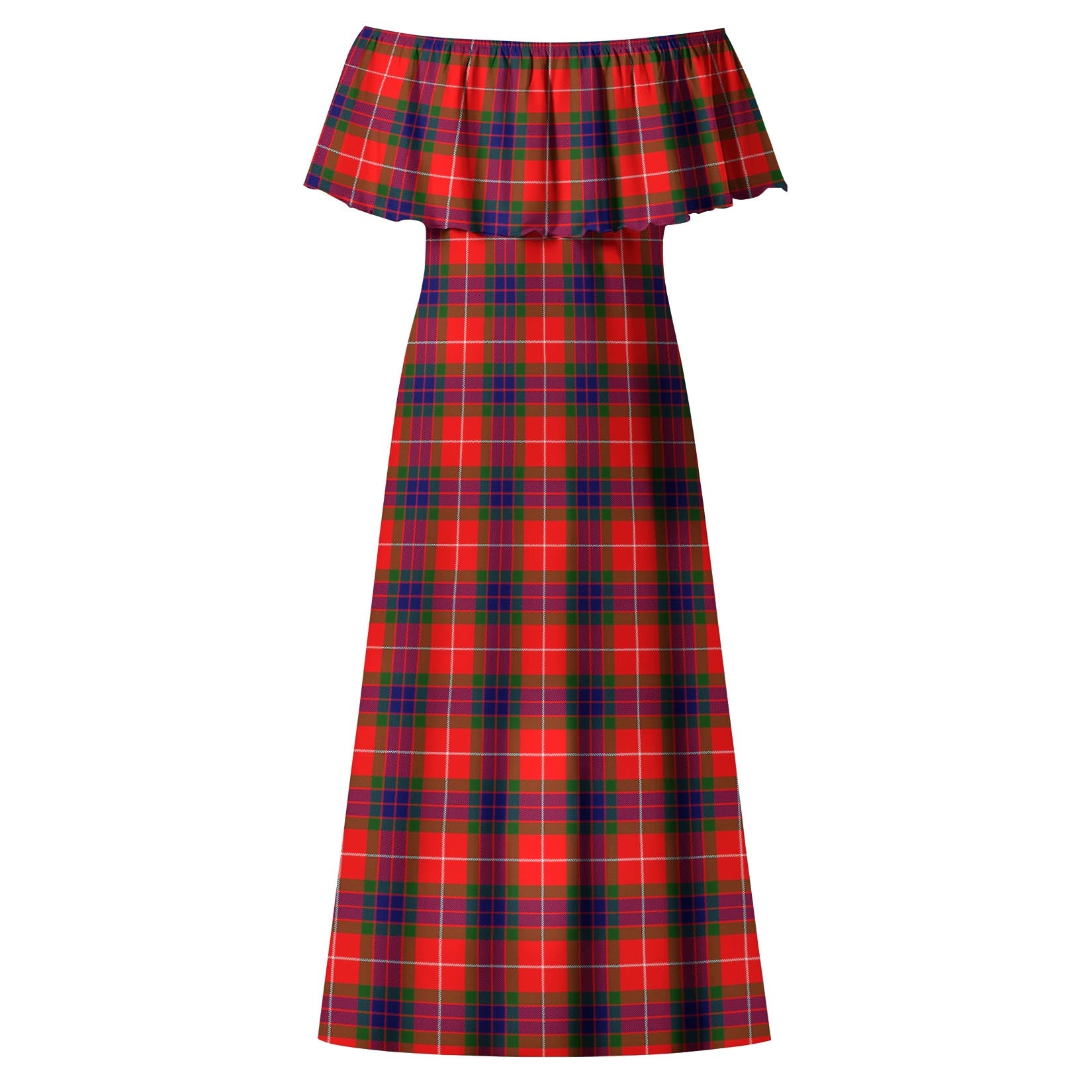 Abernethy Tartan Off Shoulder Long Dress - Tartanvibesclothing